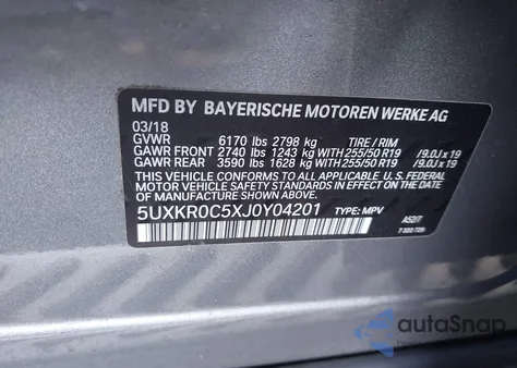 2018 BMW X5 xDrive35I из США, поврежденный, VIN 5UXKR0C5XJ0Y04201